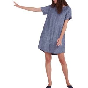 Roberta Roller Rabbit Nora Hinata Linen Shirt Dress Blue Short Sleeve Sz Small